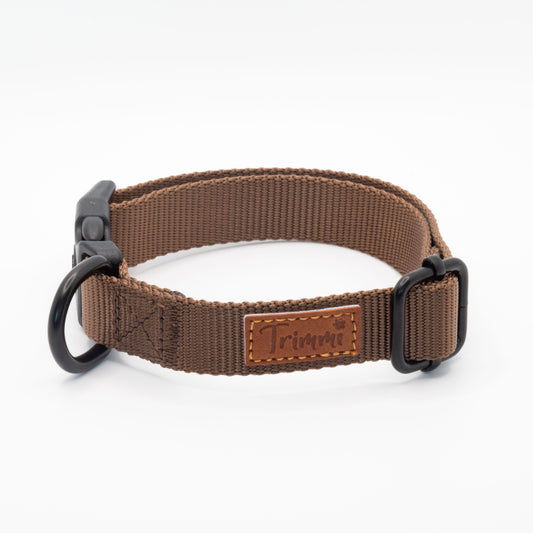 Nylon halsband bruin